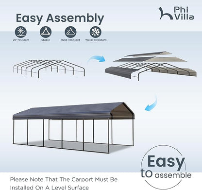 PHI VILLA 12 x 25 ft Heavy Duty Car Port - Image 4