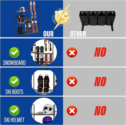 Ski Rack for Garage Freestanding Ski Storage Rack Metal Ski Holders - Image 5