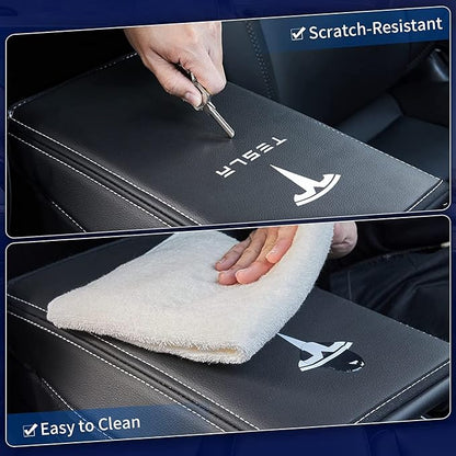 Car Armrest Cover for Tesla Model 3 Y Leather Center Console Armrest Box Cover - Image 4