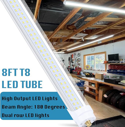 4-Pack, 8 Foot LED Bulbs, 100W 15000lm 6000K Cold White, Super Bright, T8 T10 - Image 4