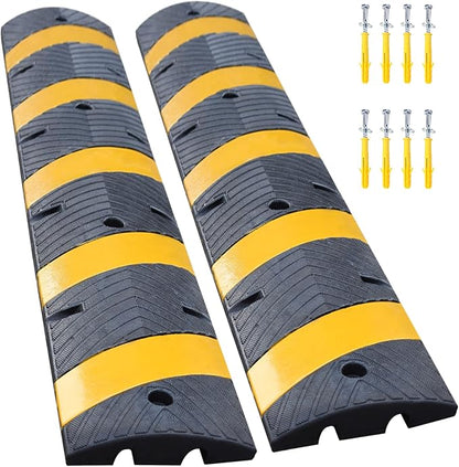 Orangestar 2-Pack 6Ft Rubber Speed Bump, 2 Channel Heavy Duty Speed Hump Cable by OrangeStar