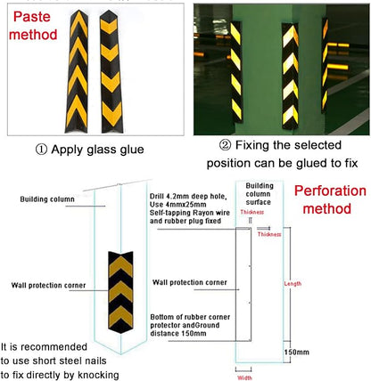 XPLKQXE Reflective Rubber Wall Corner Guard, Rubber Wall Protector Corner - Image 6