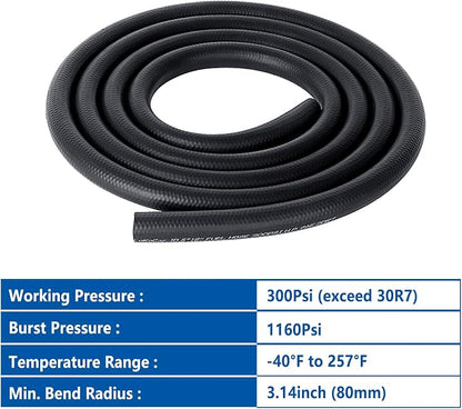 LokoCar 5/16" ID Fuel Hose Line Push Lock NBR Rubber SAE 30R7 300PSI 5ft Black - Image 6
