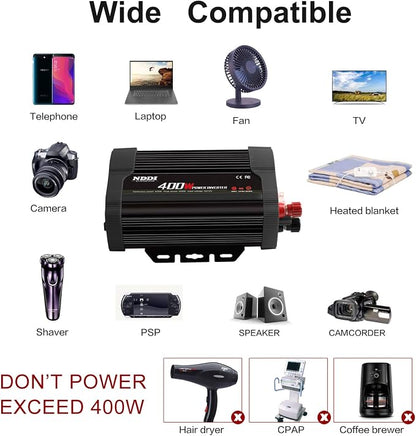 400W Car Power Inverter, DC 12V to 110V AC Converter - Image 6