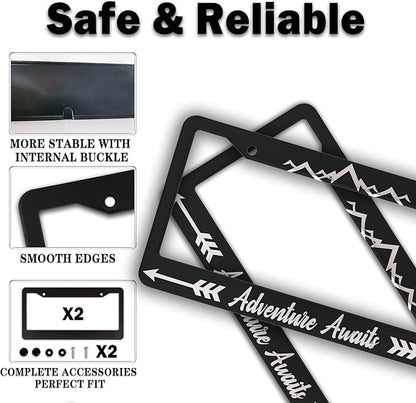 License Plate Frames Black and White Custom License Plate Frame Adventure - Image 4