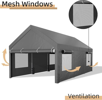 JY QAQA Carport, 12x20 FT Heavy Duty Carport - Image 5