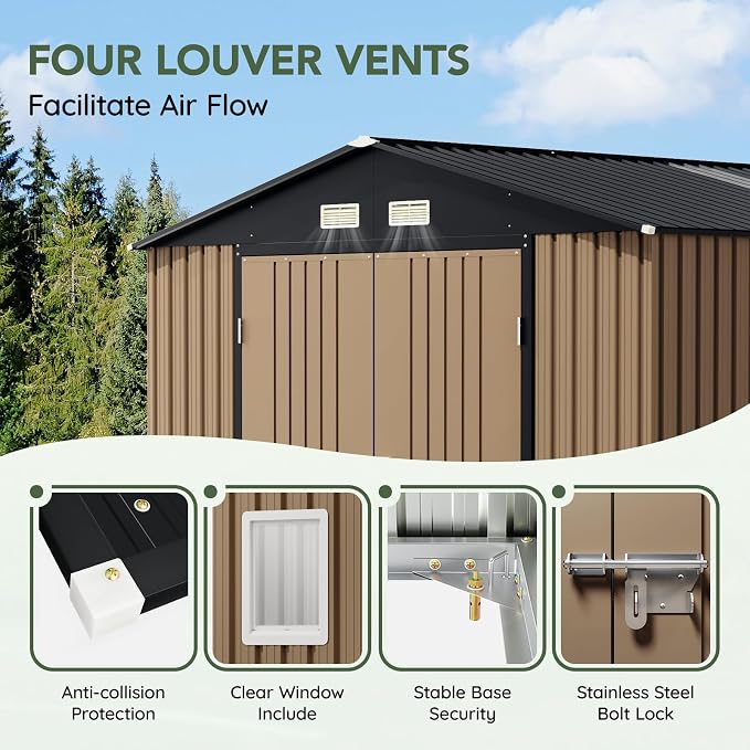 10x12 FT Outdoor Metal Storage Shed - Image 5