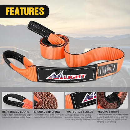 Nilight 3" x 8' Tree Saver Tow Strap Lab Tested 31, 500lbs Break Strength Heavy - Image 3