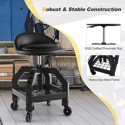 Goplus Rolling Garage Stool, 22.5”-27.5” Adjustable Mechanic Chair - Image 8