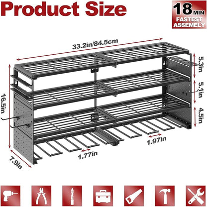Power Tool Organizer Wall Mount, 4 Tier Tool Storage Rack - Image 2