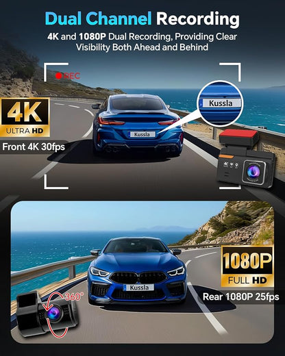 Dash Cam Front and Rear 4K+1080P, Dash Camera - Image 2