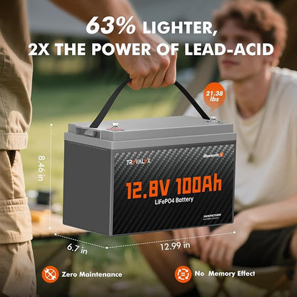 12V 100Ah LiFePO4 Bluetooth Battery Group31, Low Temp Protection, Built-in - Image 3