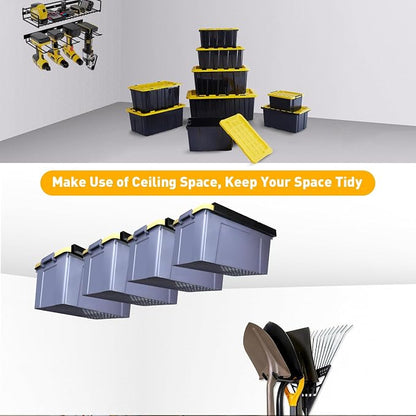 TOPOWN Overhead Garage Ceiling Bin Storage Rack, Heavy Duty Tote Slide Garage - Image 5