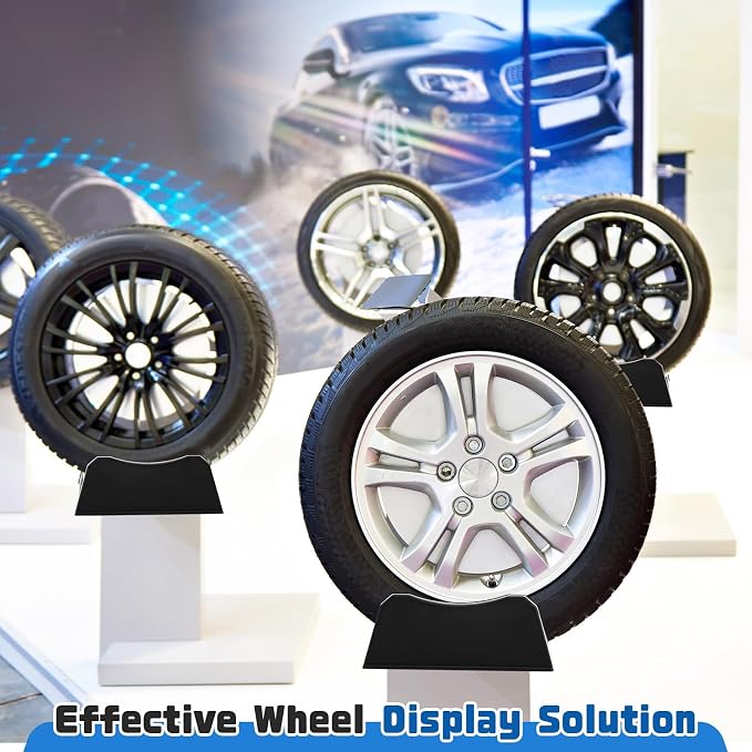 2 Pcs Car Tire Display Stand Wheel Display Rack Adjustable Width Rim Storage - Image 2