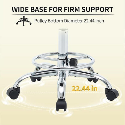 Rolling Stool with Back, Adjustable Height Foot Rest Rolling Salon Chair - Image 3