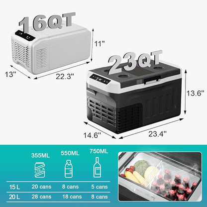 Eeivess 12 Volt Refrigerator, 16QT Portable Freezer Compressor Cooler, 12/24V - Image 4