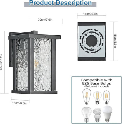 Outdoor Wall Sconce E26 Base Metal Frame - Image 2