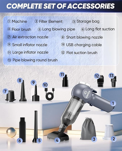 Saker 6 in 1 Car Vacuum Cleaner, 20000PA Handheld Vacuum Cordless Rechargeable - Image 8