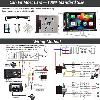 7 Inch Double Din Car Stereo Support Apple CarPlay Android Auto Mirror Link - Image 6