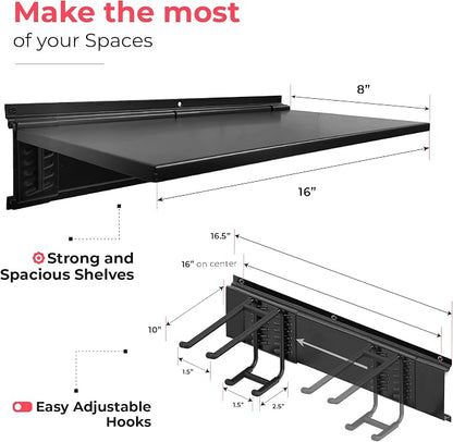 Heavy-Duty Garage Wall Storage System | Wall Mounted Tool Organizer Rack - Image 4