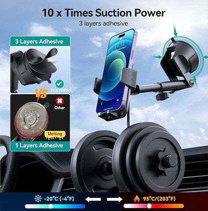 Car Phone Holder Mount, 3 in 1 Universal Phone Mount - Image 2