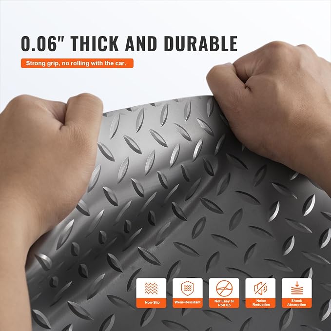 VEVOR Garage Floor Mat, 9.2 x 4.9 FT PVC Garage Flooring Roll, Non-Slip Diamond - Image 3