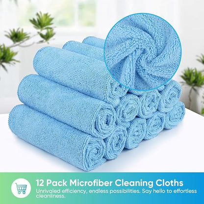 HOMEXCEL Blue Microfiber Cleaning Cloth, 12 Pack Premium Microfiber Towels - Image 4