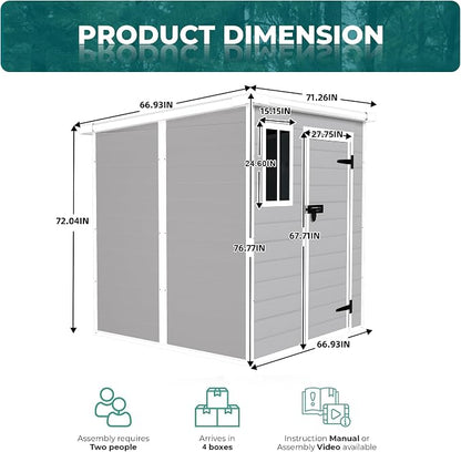 MyVoice 6x6 FT Outdoor Resin Storage Shed - Image 5