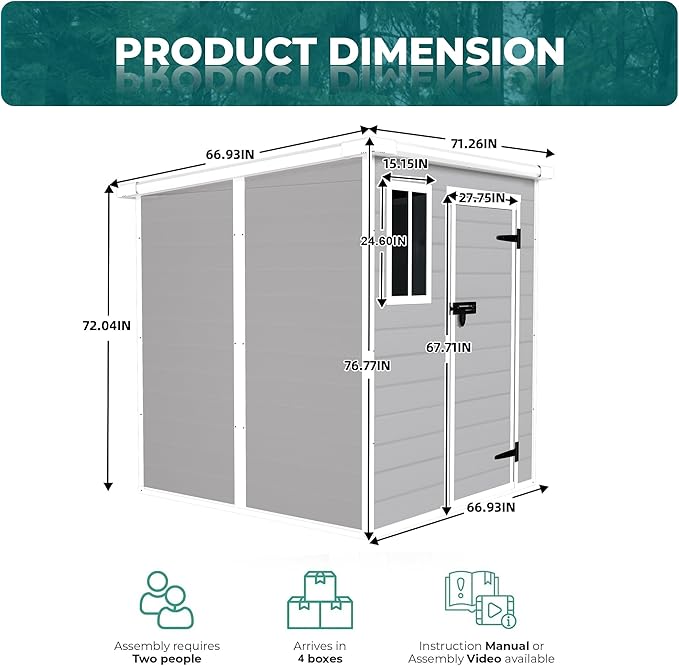 6x6 FT Outdoor Storage Resin Shed - Image 4