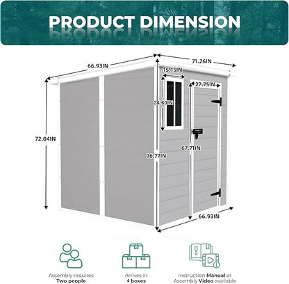 6x6 FT Outdoor Storage Resin Shed - Image 4