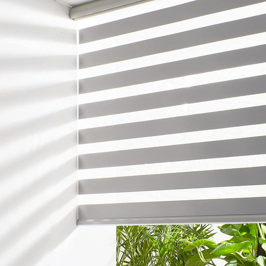 Persilux Cordless Zebra Blinds for Windows Free-Stop Windows Shades Dual Layer by PersiluxHome