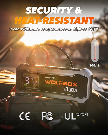 WOLFBOX 4000A Jump Starter, 12V Car Battery Jump Starter - Image 8