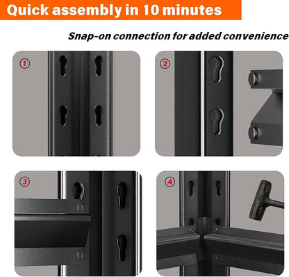 Metal Garage Shelving Unit, Heavy Duty 4-Tier Adjustable Storage Rack, Steel - Image 5