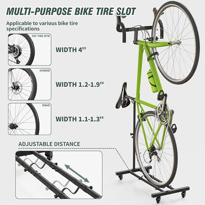 Vertical Bike Stand, Upright Bike Parking Rack Floor, Adjustable Bicycle Storage - Image 5