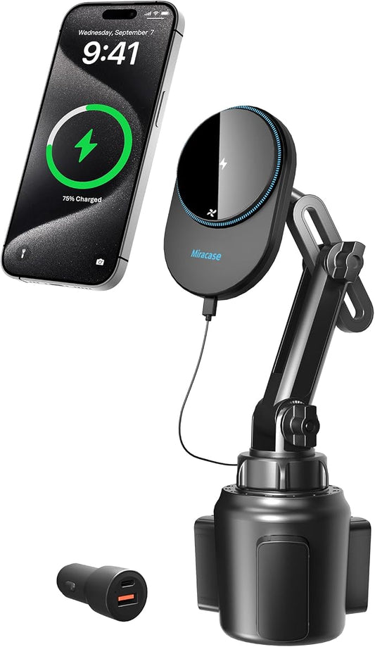 Miracase for Magsafe Car Mount Charger, 15W Fast Charging Cup Holder Phone by Miracase