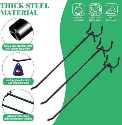 50Pcs 8"/20CM Pegboard Hooks Assortment Set, Metal Peg Board Hooks - Image 3