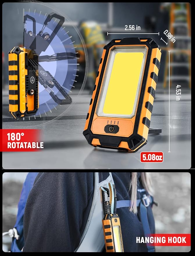 LED Rechargeable Magnetic Work Light 40W 1500Lumens, Hanging Hook 4 Lighting - Image 5