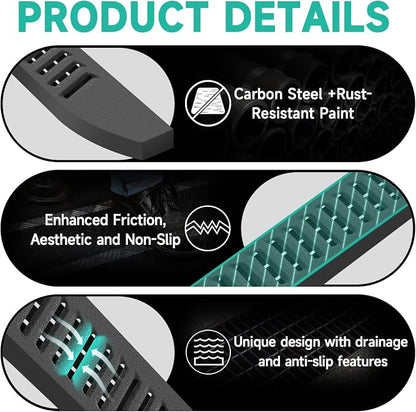 6'' Running Boards – Heavy-Duty Black Carbon Steel - Image 5