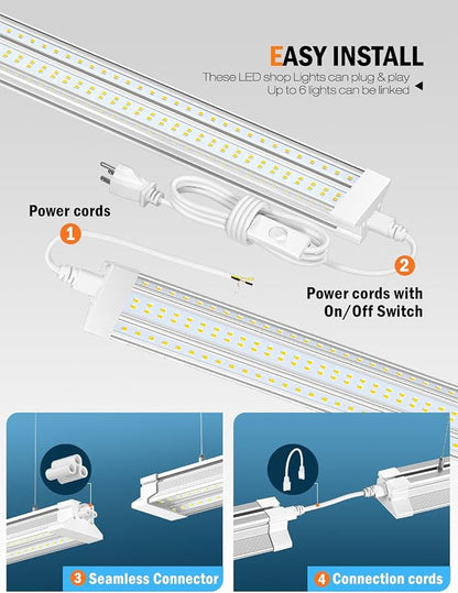 Upgrade Super Bright Hanging | Surface Mount 4' 10000LM 5000K 60W Linkable 4FT - Image 4