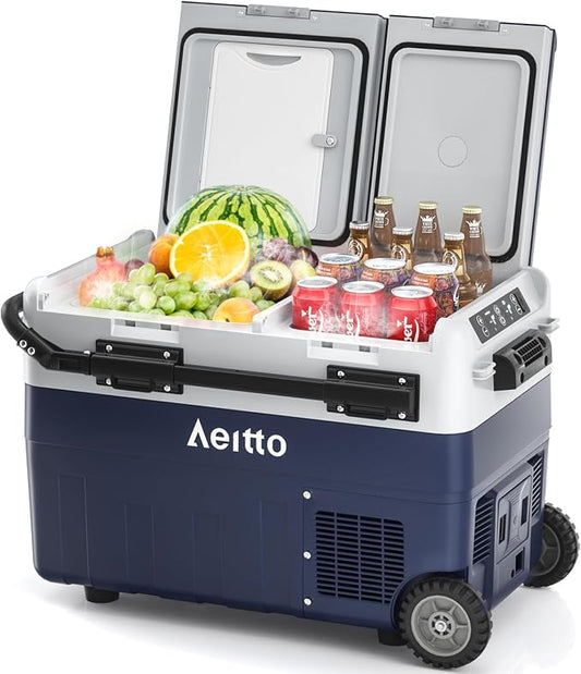 Aeitto 12 Volt Car Refrigerator, 42QT Dual Zone Portable Car Fridge Freezer by Aeitto