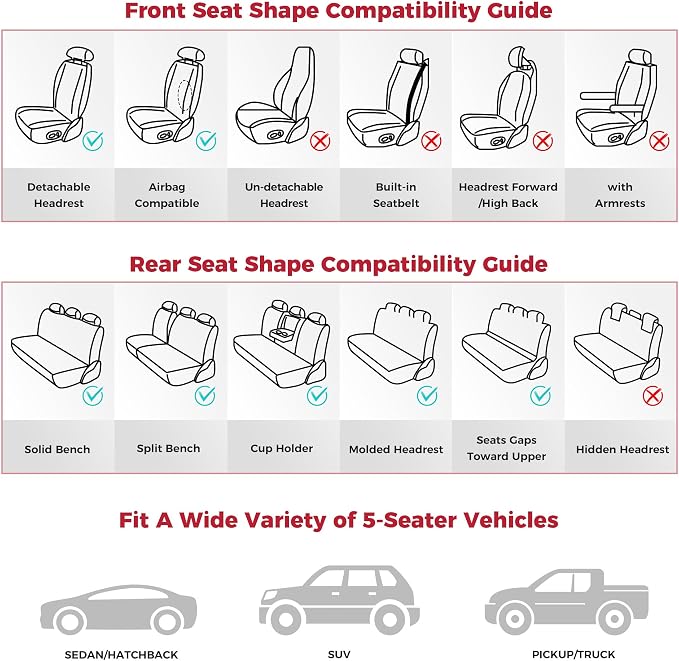 Black Car Seat Covers Full Set - Image 6