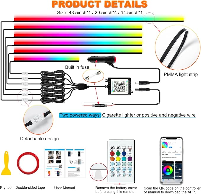 Interior Car LED Strip Lights, Acrylic LED Lights - Image 6