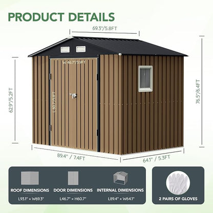 8X6FT Outdoor Steel Storage Shed - Image 2