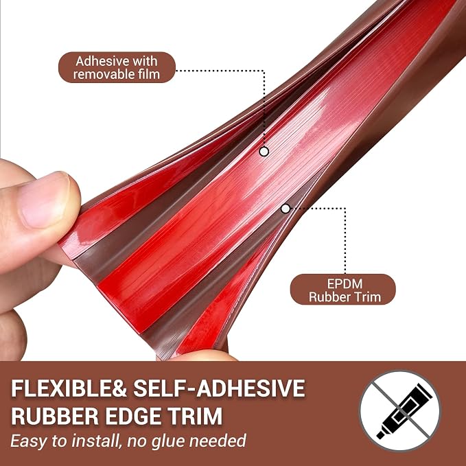Rubber Edge Trim, Flexible Self-Adhesive U Shaped Peel and Stick Edge Banding - Image 3