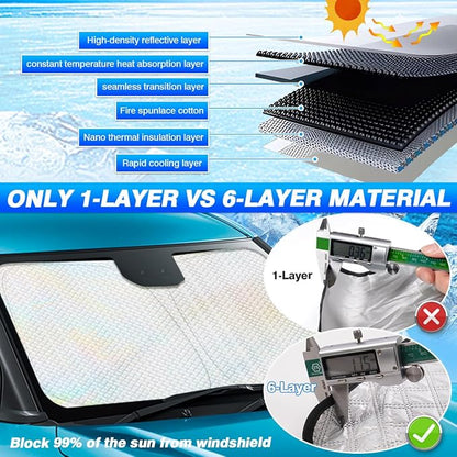 Windshield Sun Shade for 2013-2019 Ford Escape Accessories Thicken 6-Layer - Image 3