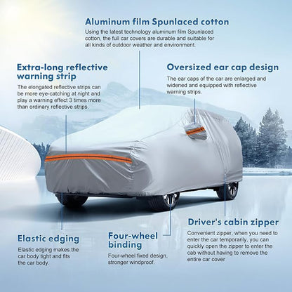 KEYOOG Fit for 178"-189" Length SUVs, 6-Layer Full Car Cover is All-Weather - Image 6