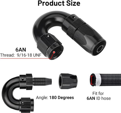 EVIL ENERGY 6AN 180 Degree One Piece Full Flow Hose End Fitting Swivel - Image 2