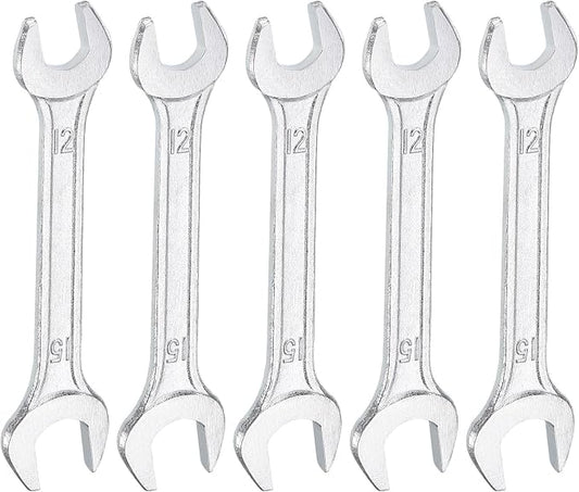 HARFINGTON 5pcs Double Open End Wrench 12mm x 15mm Metric 15 Degree Offset by HARFINGTON