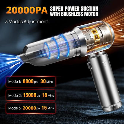 Mini Car Vacuum Cleaner, 20000PA 4-in-1 Cordless Handheld Vacuum Cleaner - Image 2