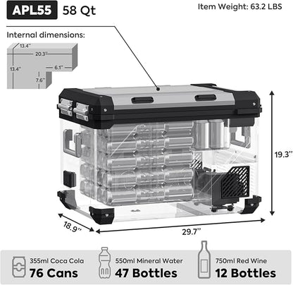 ICECO APL55 Dual Zone Portable Refrigerator Bluetooth Controlled, 55 Liter 12v - Image 3